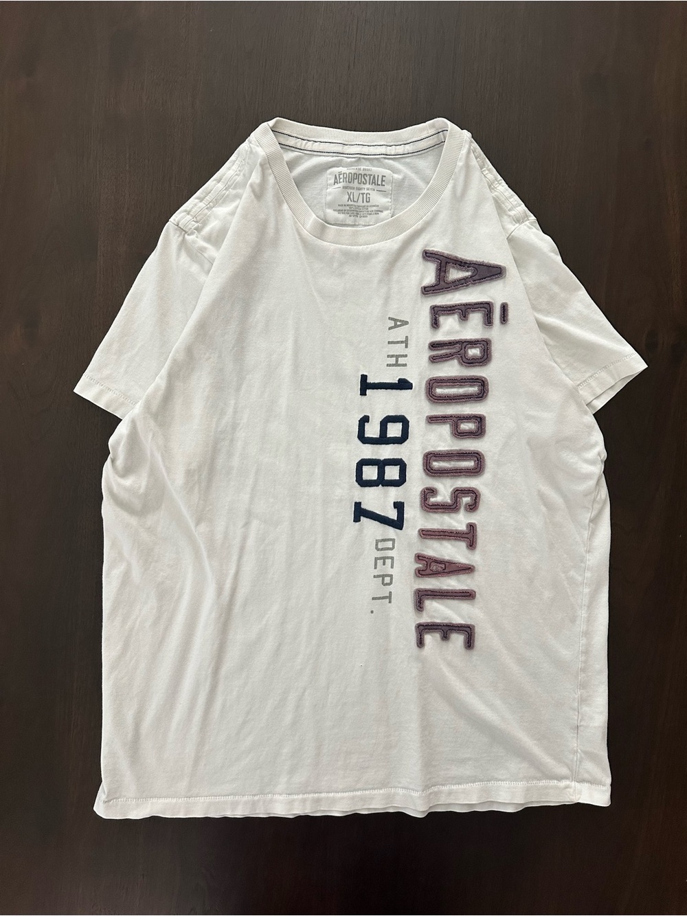 Aeropostale 1987‎ Men's Vertical Graphic Logo Single Stitch Tee White Size XL
